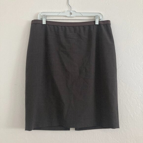 Elie Tahari Wool Pencil Skirt Brown Minimalist Office Classic Academia Size 14 - Picture 1 of 9